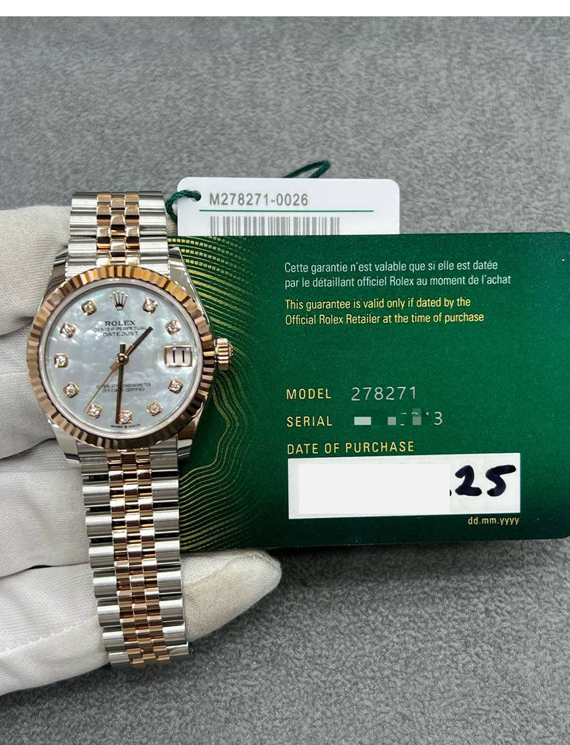 Rolex Datejust 31 – Everose Rolesor | Silver Diamond Dial | Jubilee Bracelet | Reference 278271