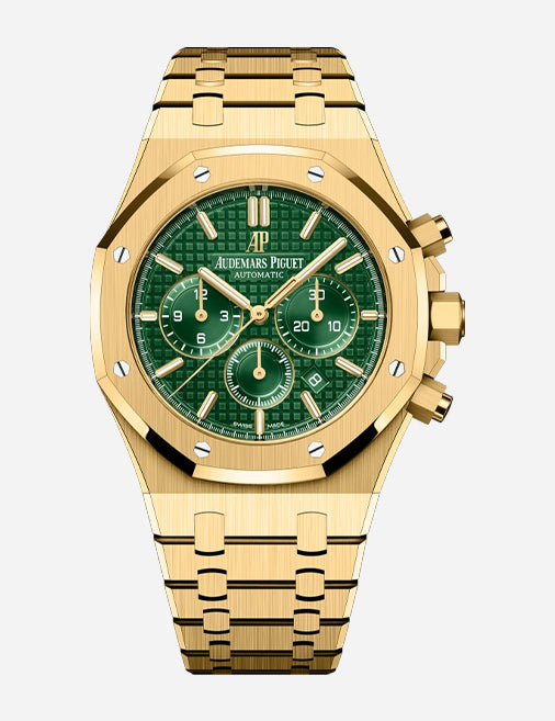 Audemars Piguet Royal Oak Chronograph – Yellow Gold | Green Dial | Self-Winding Chronograph | Reference 26331BA.OO.1220BA.02(LIMITED EDITION OF 125 PIECES)