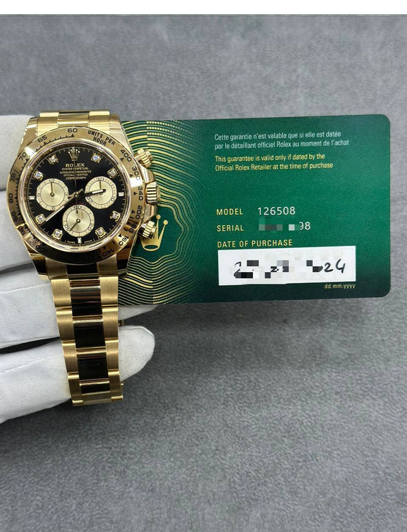 Rolex Cosmograph Daytona – Yellow Gold | Black Dial | Tachymeter Bezel | Reference 126508 - 2025