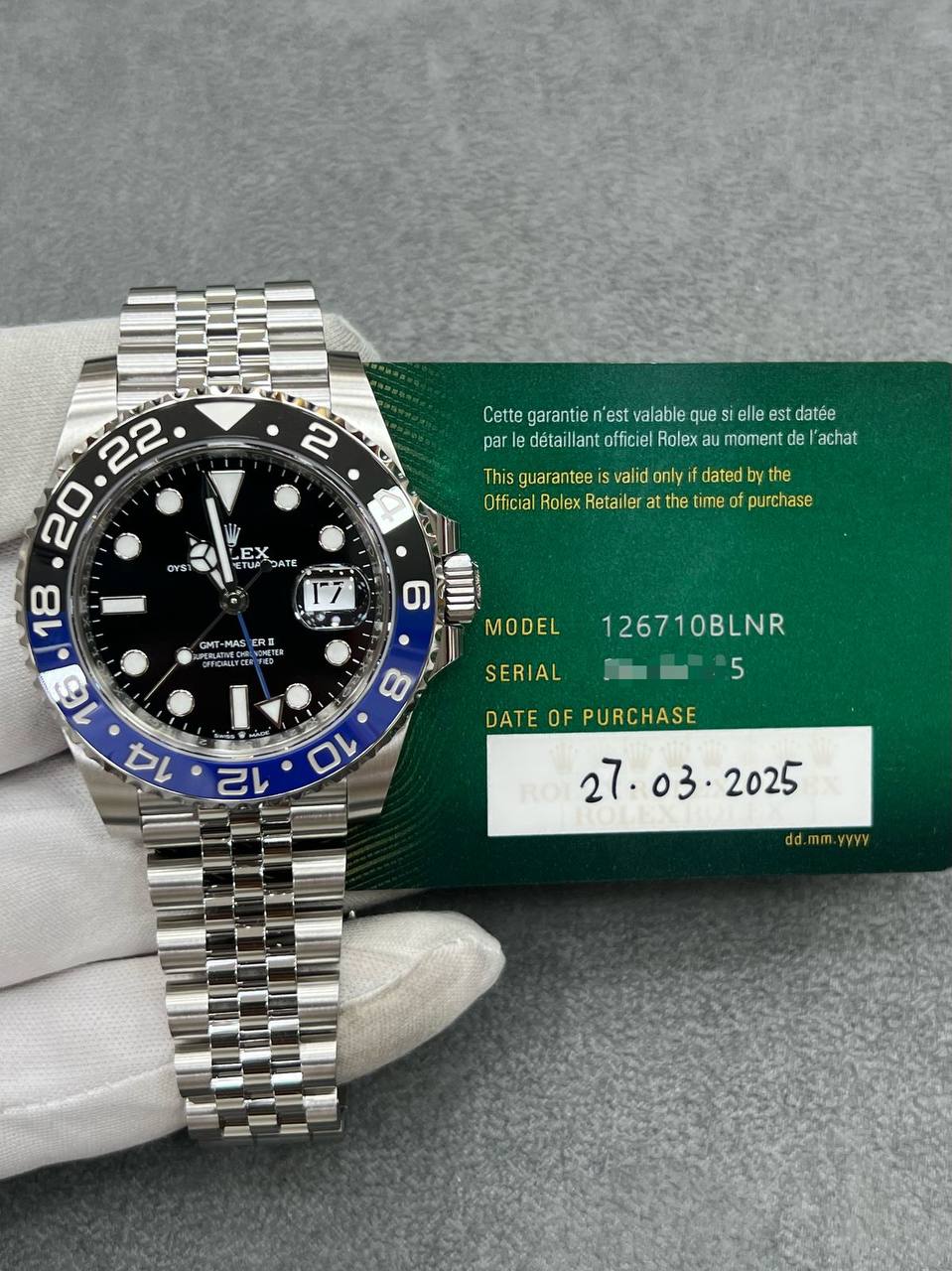 Rolex GMT-Master II 126710BLNR – Black & Blue “Batman” Bezel | 40mm Oystersteel Jubilee Bracelet 2025
